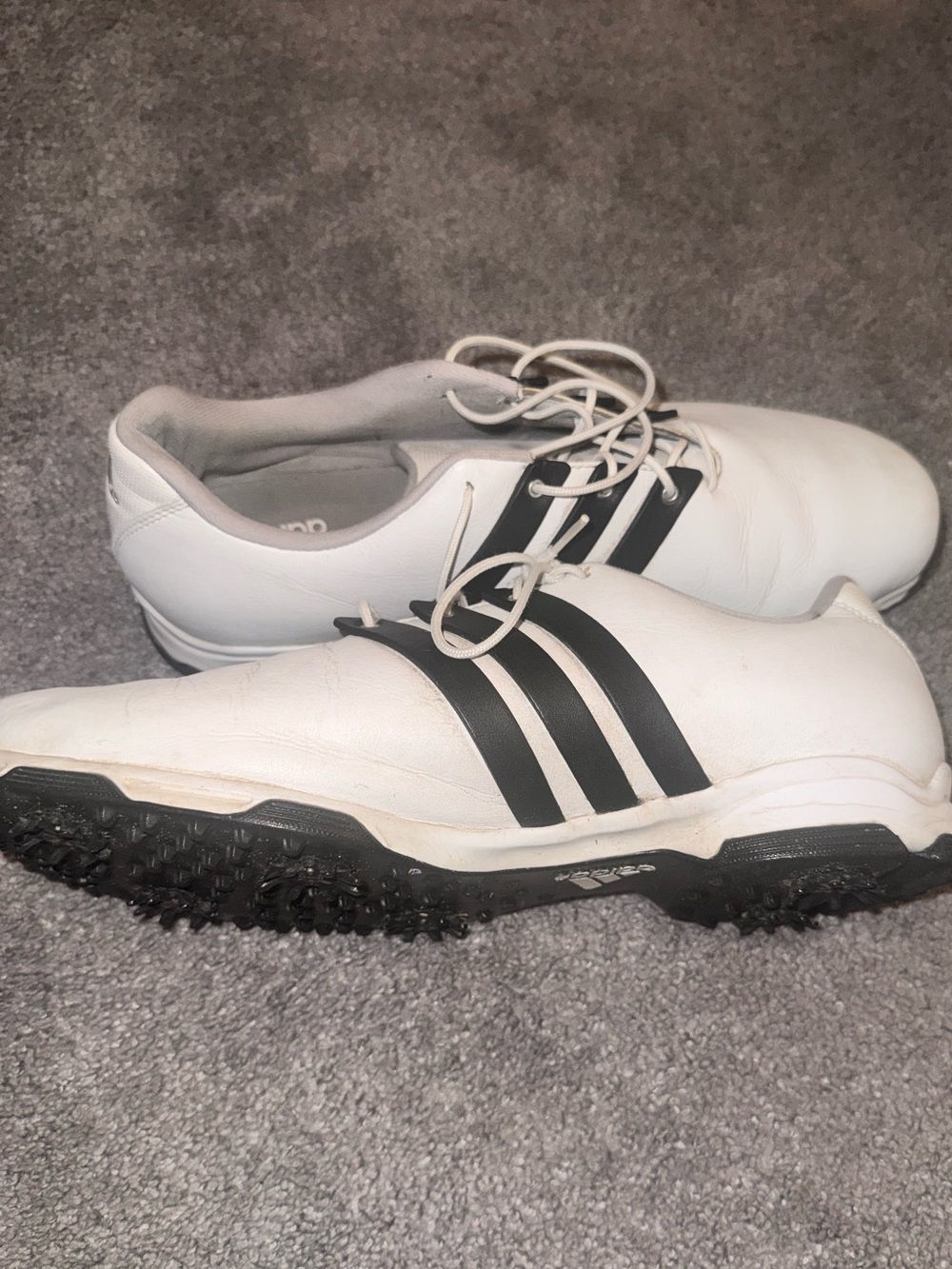 Adidas Tour 360 Mens F33314 White 3 Black Stripe Golf Shoes Size 11.5